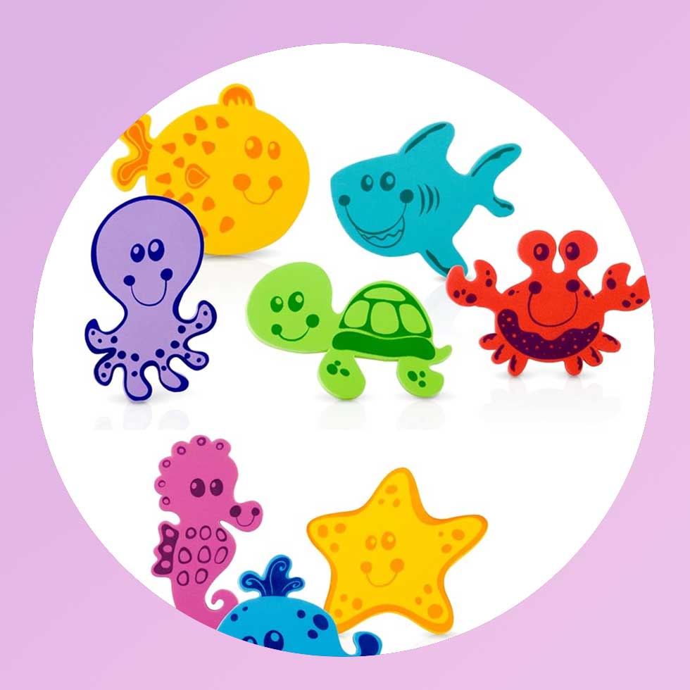 Nuby 16 Piece Bath Tub Foam, Animal Characters