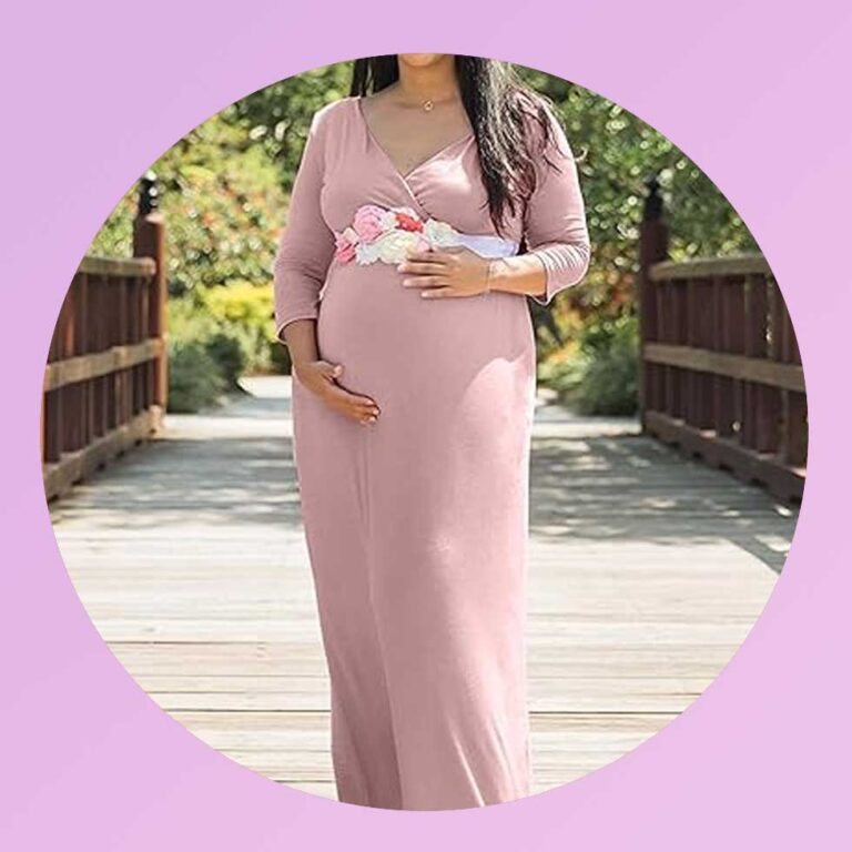 KIM S Maternity Maxi Dress with Flower Sash