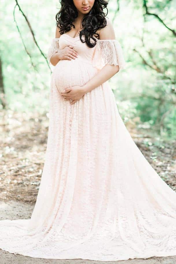 off shoulder white lace maternity dresses