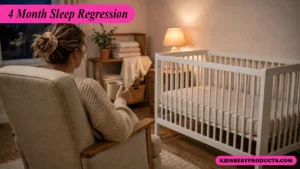 Tired parent in a nursing chair watching a crib at night