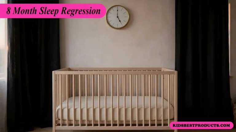 Clock showing 5 a.m. above a crib in a dark nursery