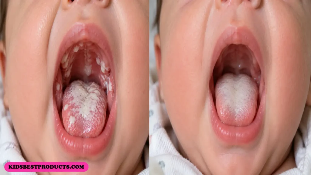 milk coats the tongue evenly, while thrush spreads in patches across the mouth.