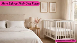 View from a parent's bedroom into a nursery with a bare crib